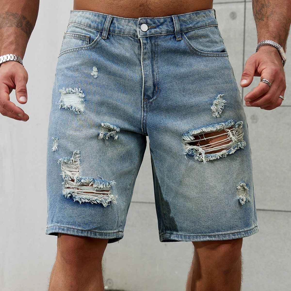 Streetwear Brand Fashion - Nieuwe Mode Heren Gescheurde Korte Jeans